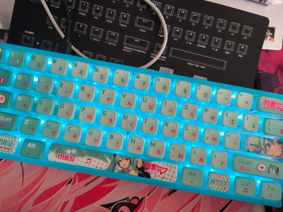 Hatsune Miku Keycap OEM Profile 120 Keys PBT PC Dye Sublimation Light ...
