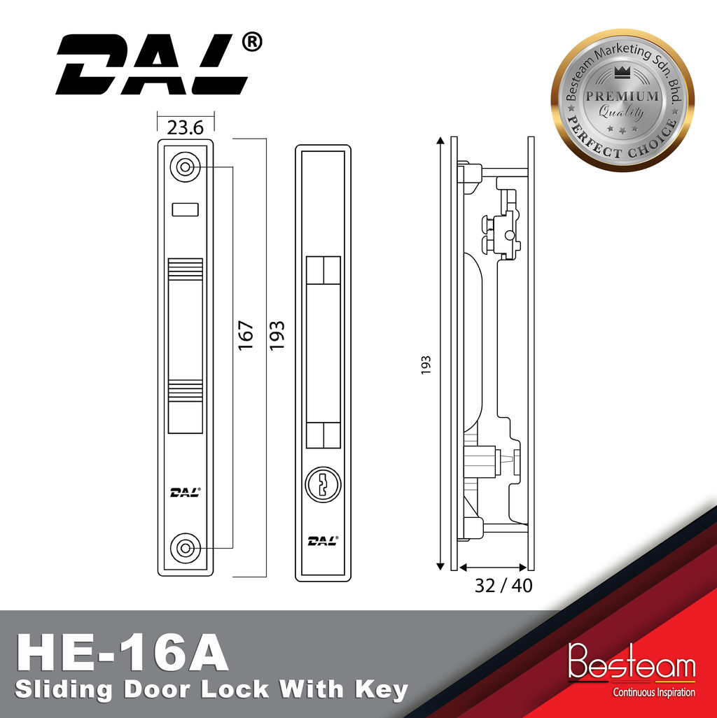 DAL HE-16A Sliding Door Lock With Key | Shopee Malaysia