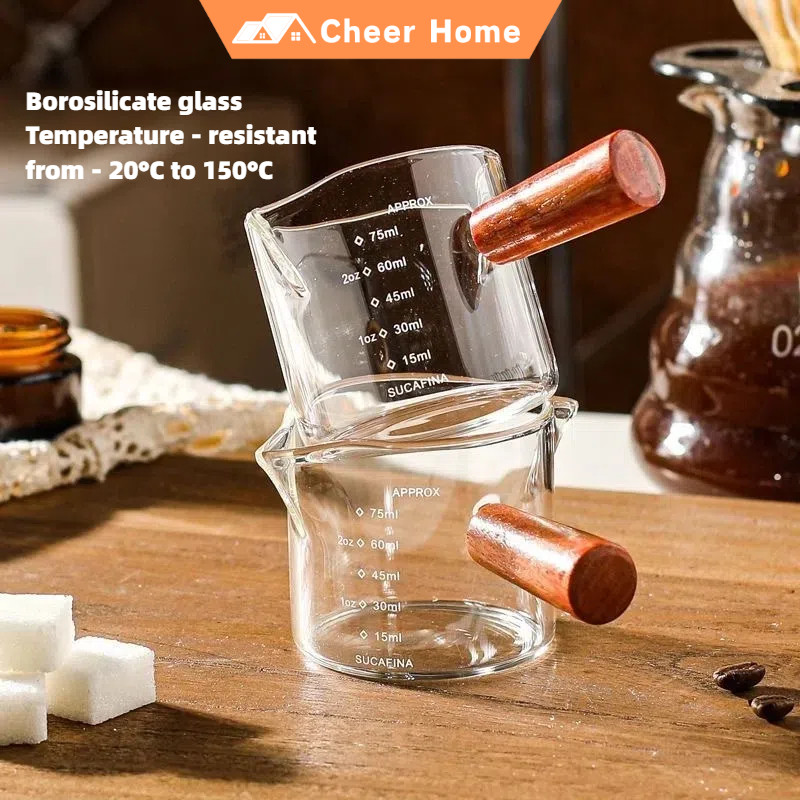 100ML Jigger Coffee Measuring Cup with Wooden Handle Measurement Cup ...