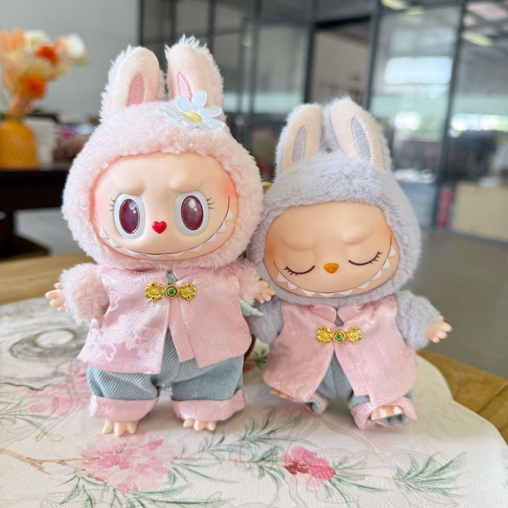 CF （Clothes only）For 17 cm labubu v1/v2/v3 clothes satin national style ...