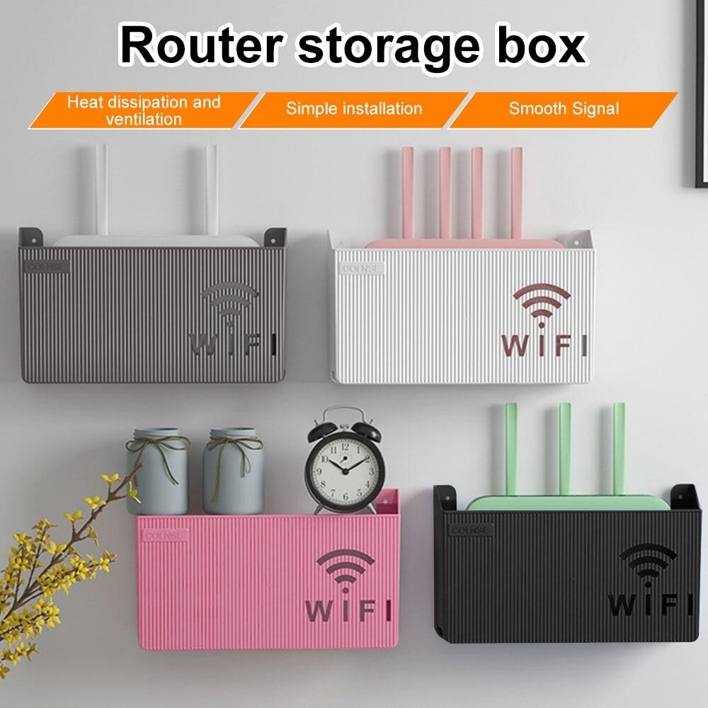 WIFI Router Storage Box Wireless Wall Hanging ABS Plastic Organizer Box ...
