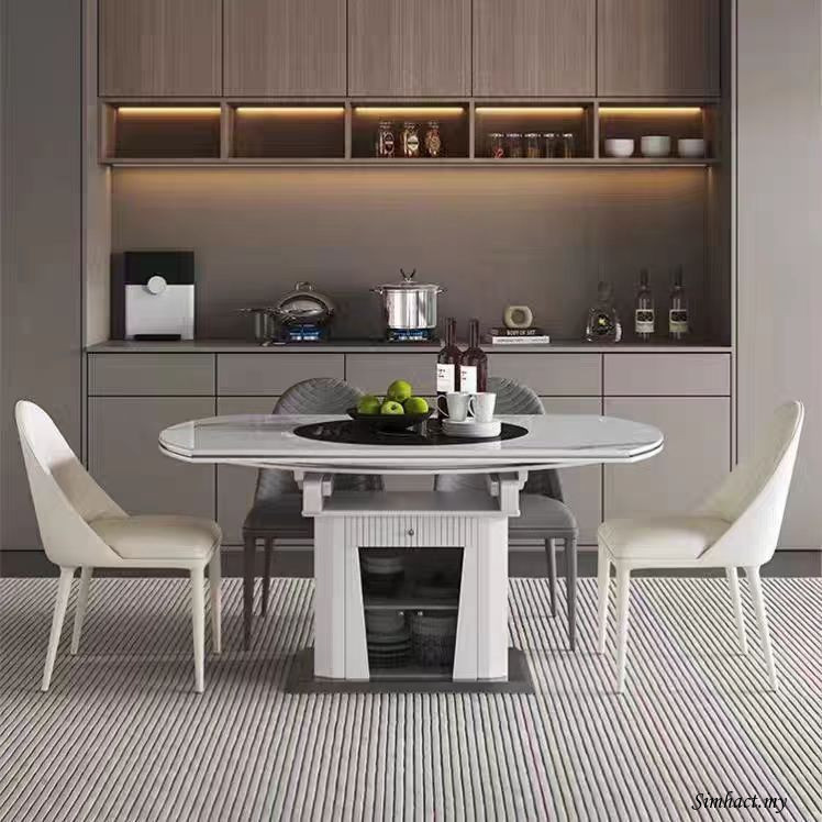 Sintered Stone Table Extendable Dining Modern Small Space Induction ...