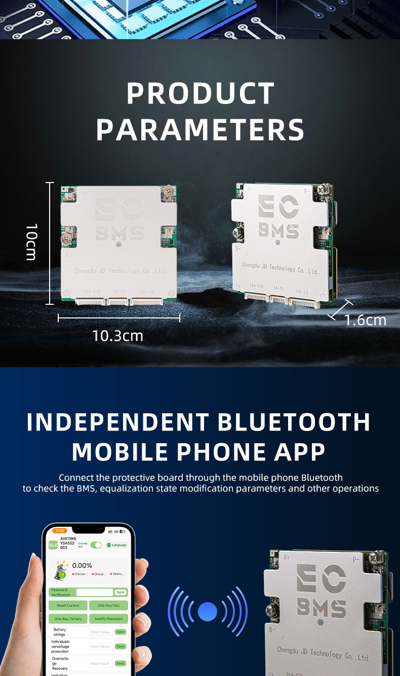 EC24S40A Smart BMS 16-24S 40A APP Bluetooth Active Balance LiFePO4 Li ...