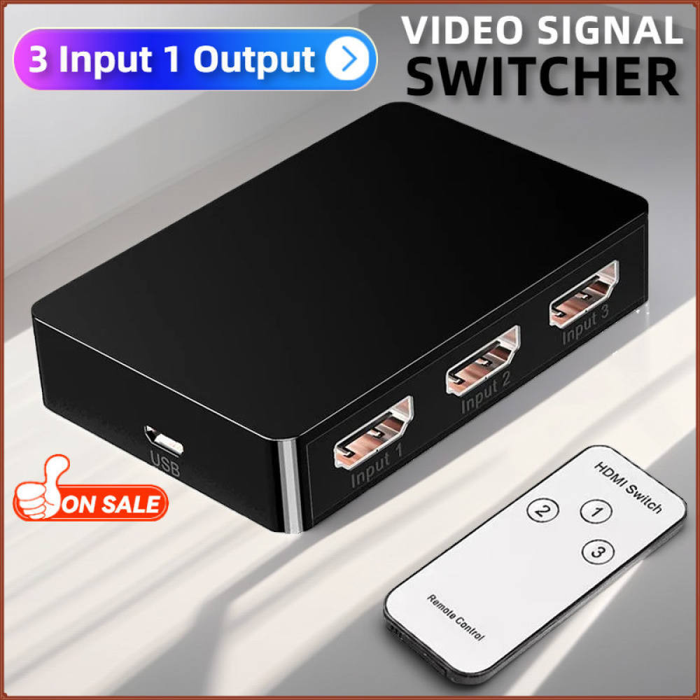 3x1 HDMI Switch 1080P 60Hz with IR Remote, DTS-HD/Dolby Atmos Support ...