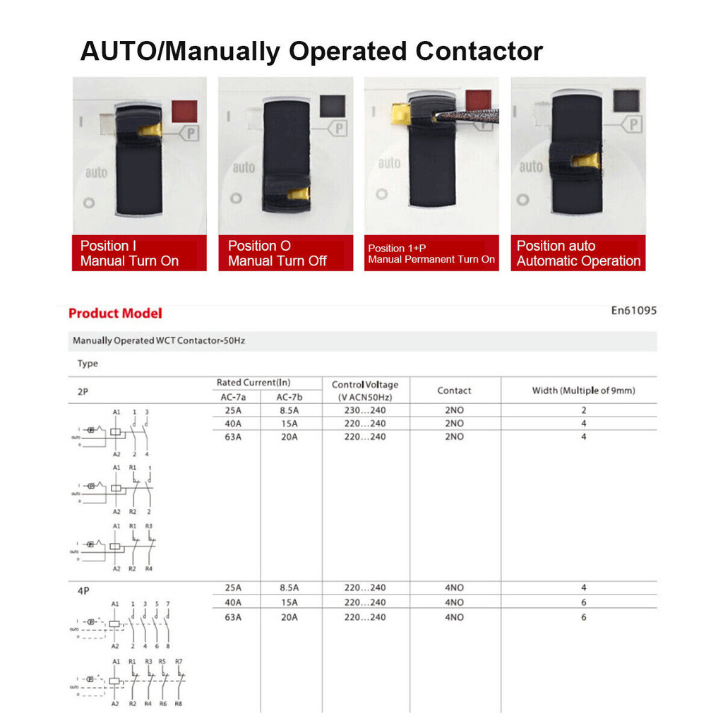 GEYA GYHC AC Manual/Auto Control Modular Contactor 2P 16A 20A 25A 40A ...