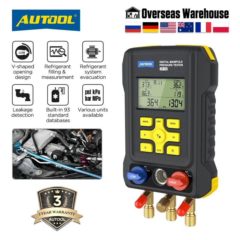 Kältetechnik Digital Manifold Gauge Meter HVAC Vakuum Druck Leckage Temperatur T
