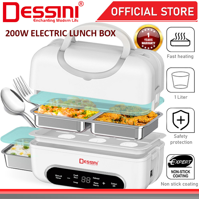 DESSINI ITALY 1L Electric Rice Cooker Lunch Box Non Stick Stainless ...