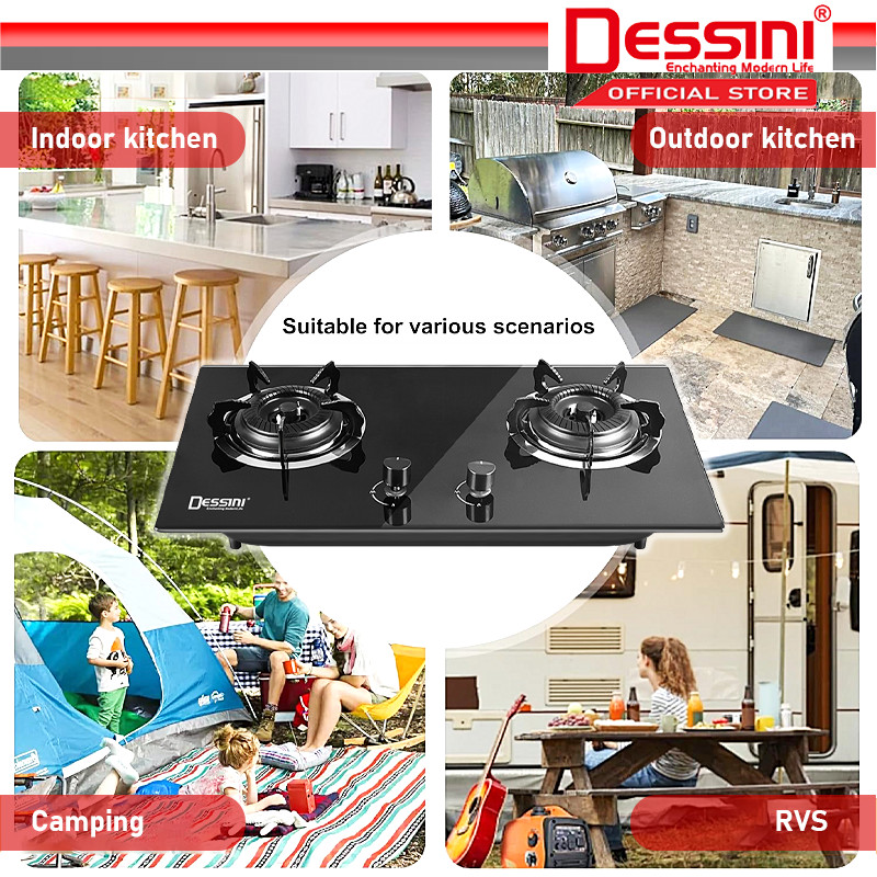 DESSINI ITALY Auto Ignition Gas Cooker Propane LPG Hob 2 Burner Built ...