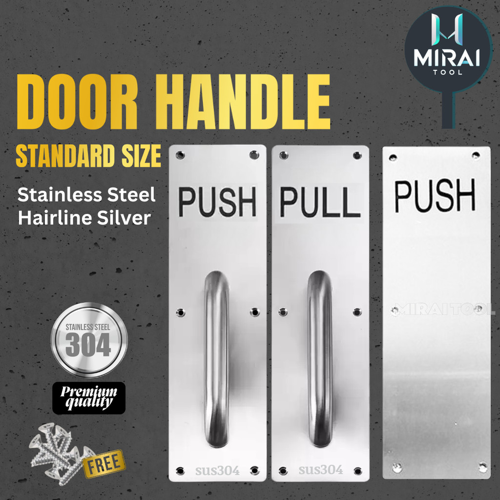201/304 Stainless Steel Door Handle Set Push Pull Type for Glass Wood ...