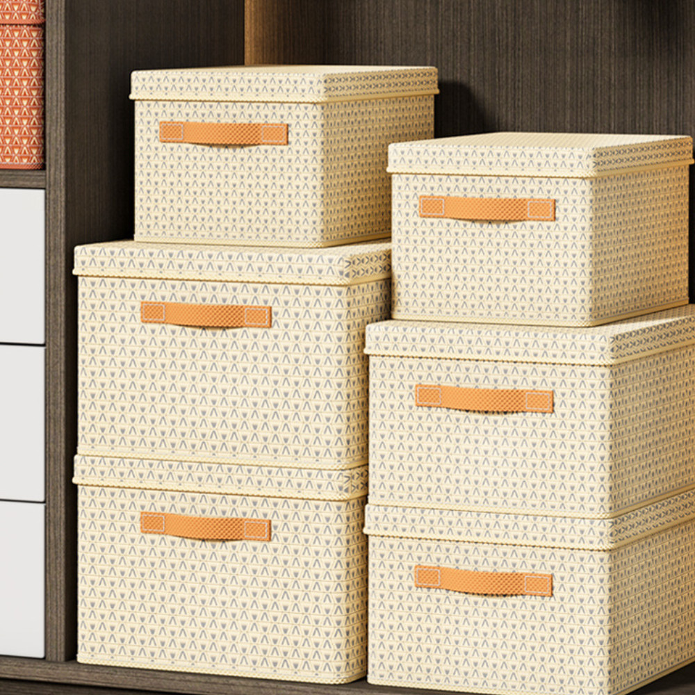 Stackable Storage Box With Cover Lid Large Foldable Box Closet Wardrobe ...