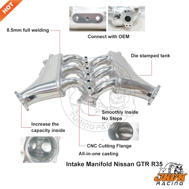 JKVK RACING Billet Intake Manifold with 6 injector port fuel rail kit ...