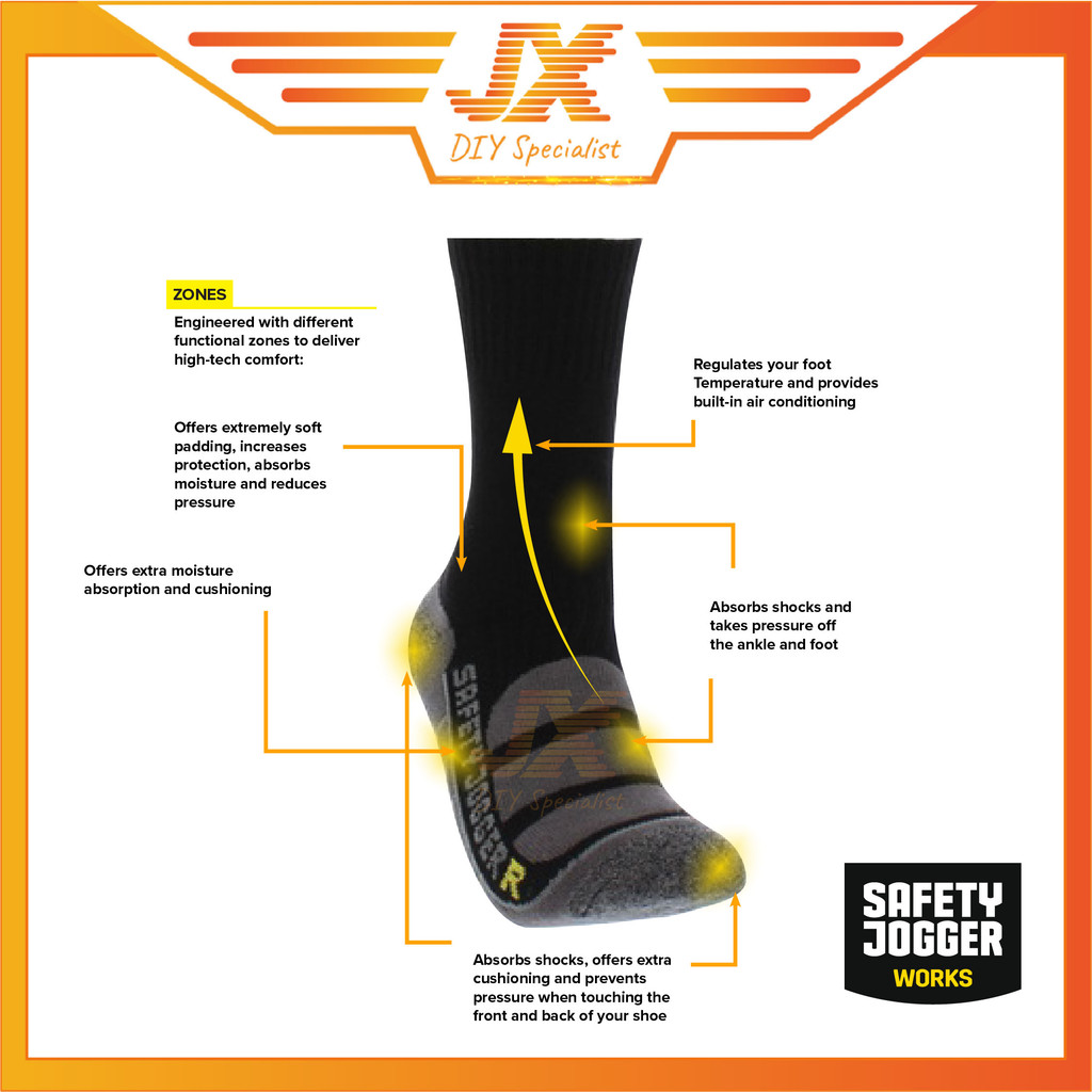 SAFETY JOGGER Heavy Duty Extra Shock Absorption Bamboo Sock Bambosok ...