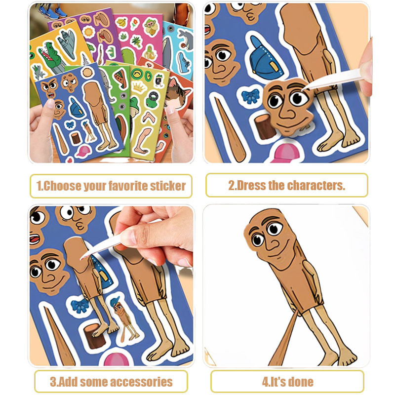 Diy Stickers Tung Tung Tung Sahur for Kids Gifts 8pcs Tralalero Tralala ...