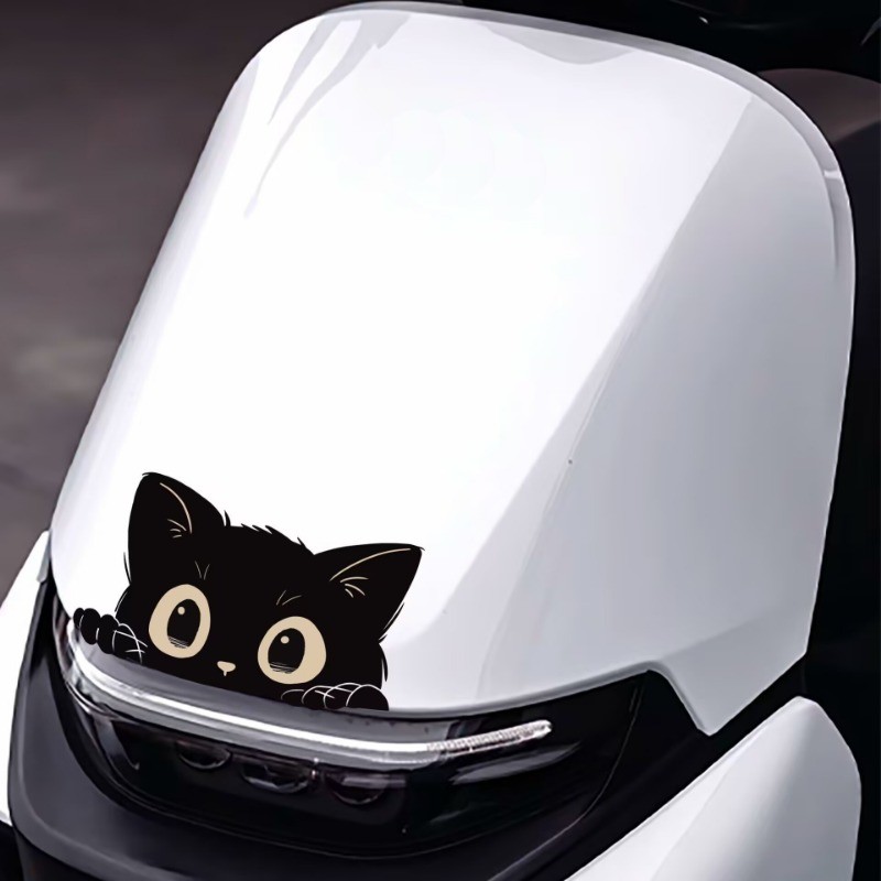 Black Cat Car Stickers Scratch-Resistant PVC Decal, Cute Cartoon Design ...
