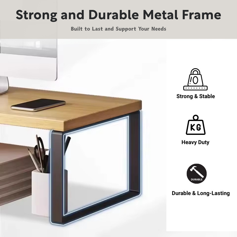 SAVE Computer Monitor Stand Wooden Desktop PC Rack Table Organizer ...