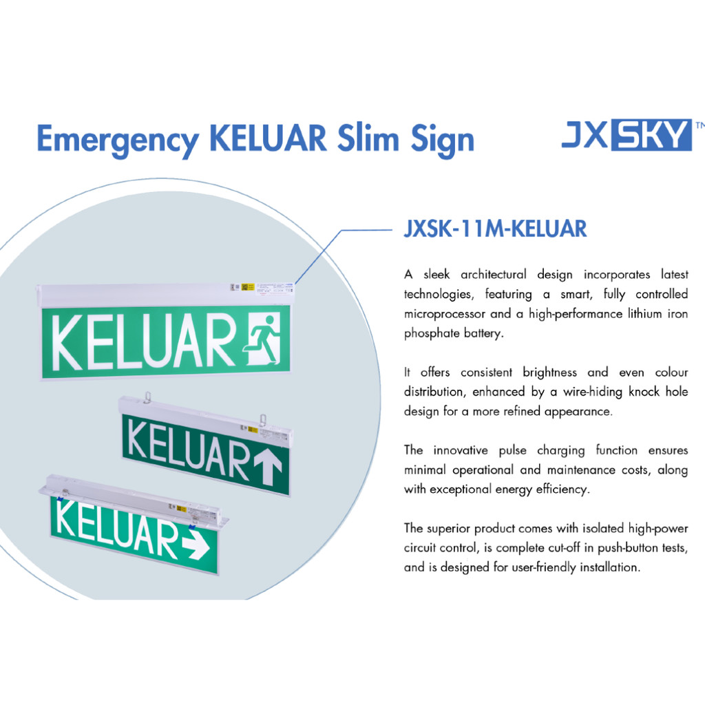 [ BOMBA SIRIM Approved ] JXSKY Emergency Keluar Sign Slim Type Single ...