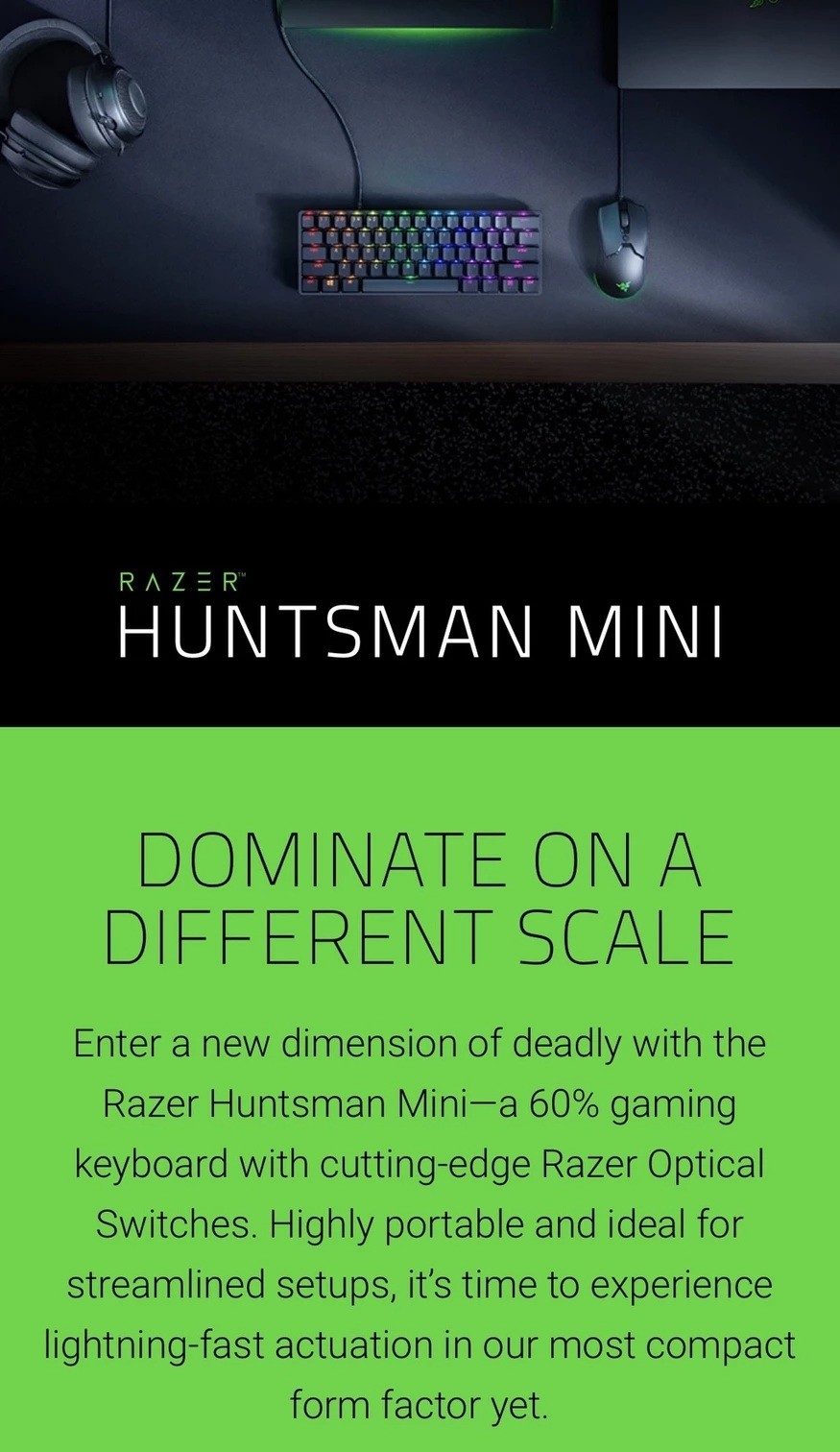 Razer Huntsman V3 Pro Mini - 60% Analog Optical Esports Keyboard - US ...