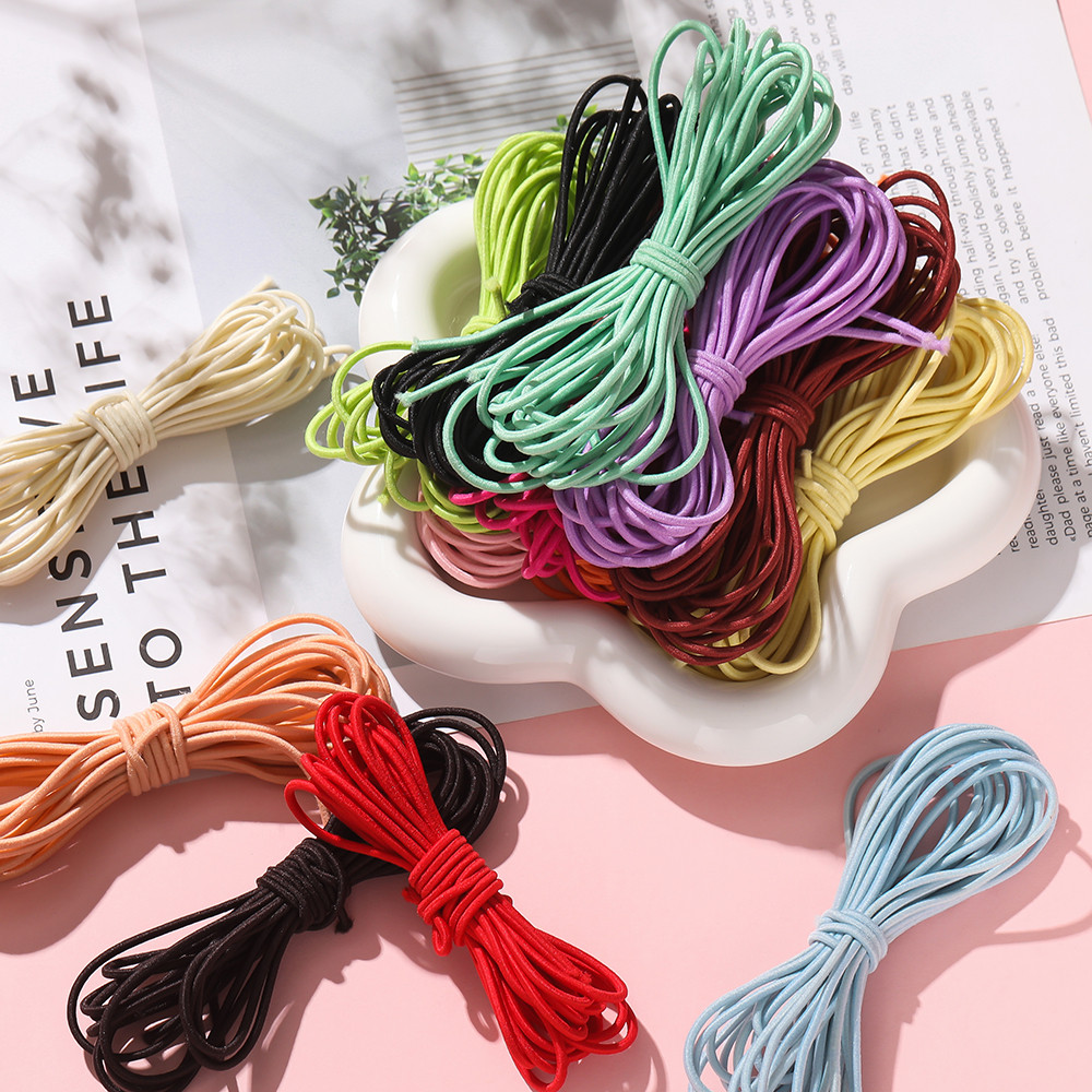 2M Round Elastic Band 2mm, Stretchable Beading Thread for DIY Bracelet ...