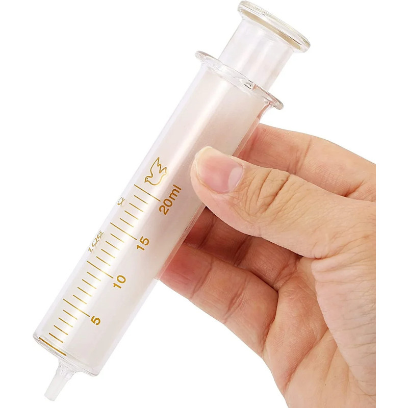 Lab 5 Pack 20ml Glass Syringe Big Mouth Needle Tubing Without Pinhead ...
