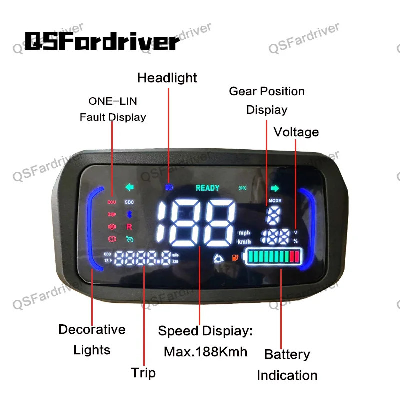 New N7 Color LCD Display 48V60V 72V 84V 96V Lithium battery Electric ...