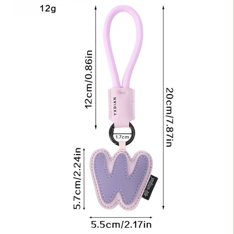 Exquisite Leather 26 Letters Key Ring Colorful Anti-Lost Braided Rope ...