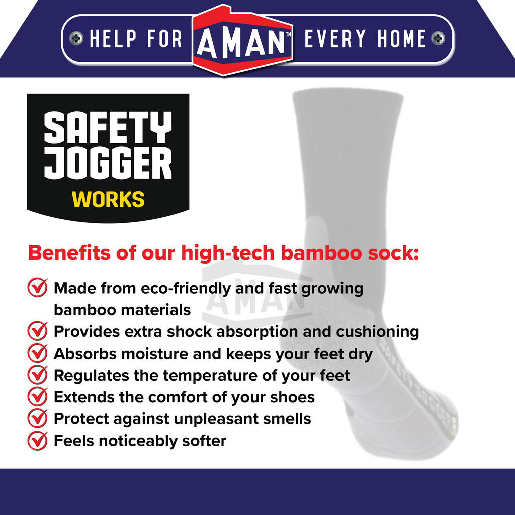 SAFETY JOGGER Heavy Duty Extra Shock Absorption Bamboo Sock Bambosok ...