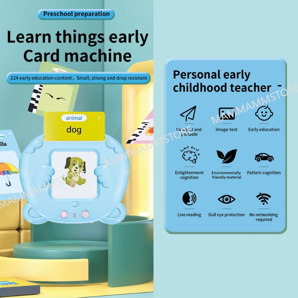 Flash Card Reader Kids Toy Reading Audio 112 Cards LED Screen Learning ...