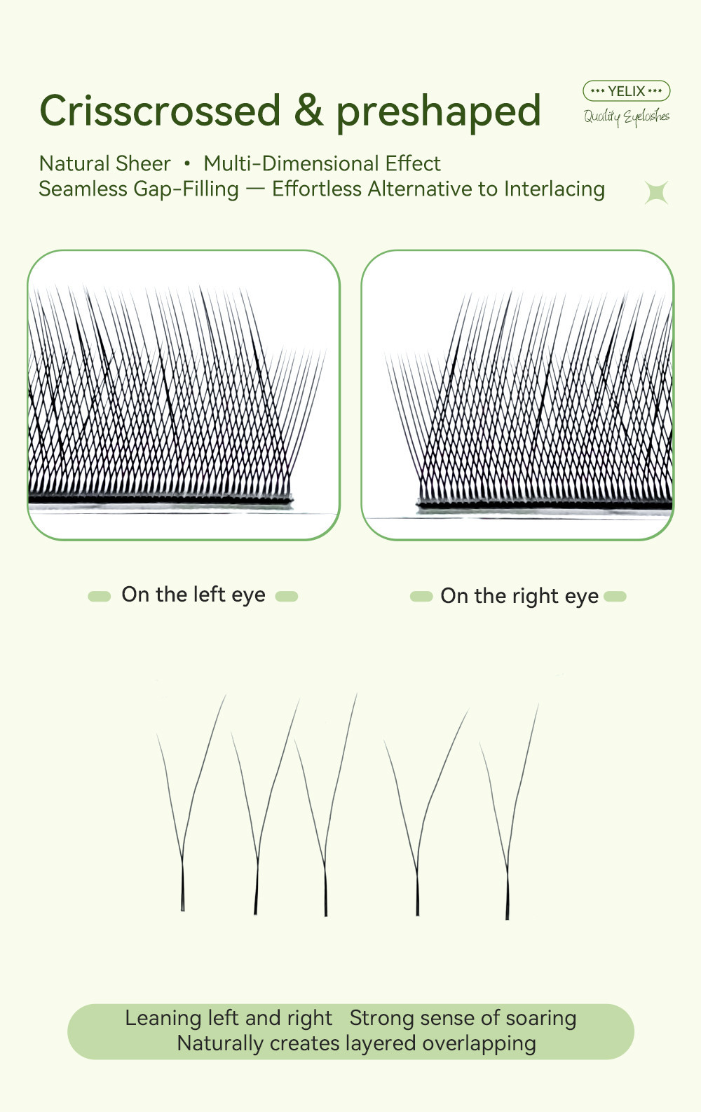 Yelix Flying Y Shaped Eyelashes Extensions Matte Black 2D Y False ...