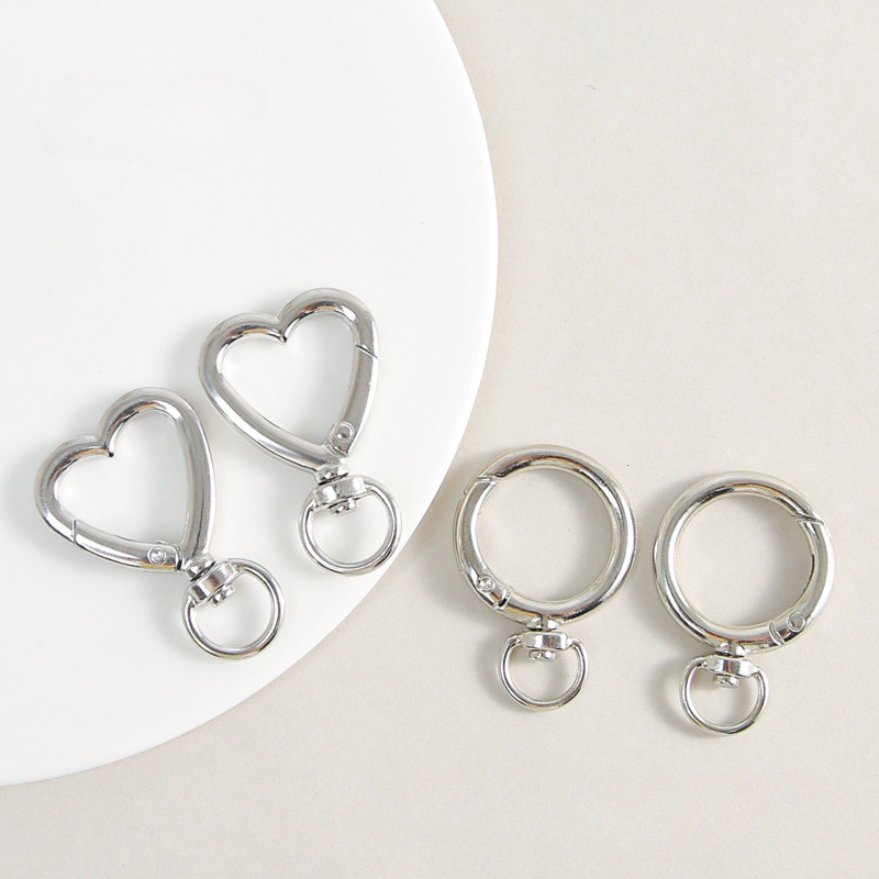 Heart Shape Circle Swivel Buckles Metal Spring Keyring Chain Keychain ...