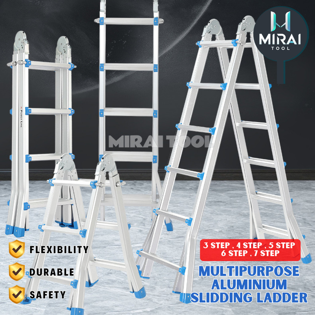 ANSHINT 3-7 Steps Multipurpose Aluminium Telescopic -Transformable ...