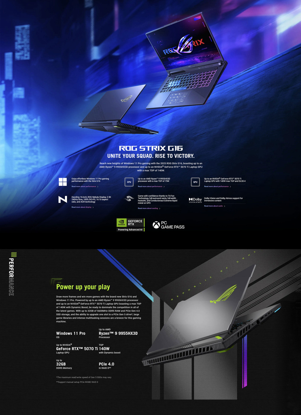 ASUS ROG Strix G16 G614F-MRV057W (AMD Ryzen 9-9955HX/32GB RAM/1TB SSD ...