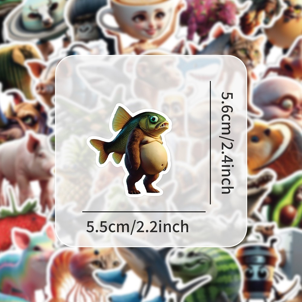 50/100Pcs Abstract Animal Stickers Tung Tung Sahur Italian Brainrot ...