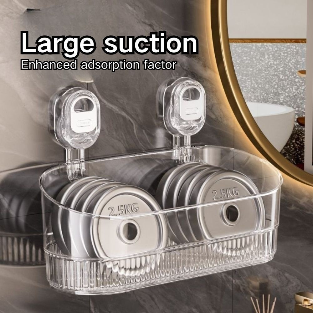 No-Drill Bathroom Suction Storage Box Luxury Shelf Rack, Shower Caddy ...