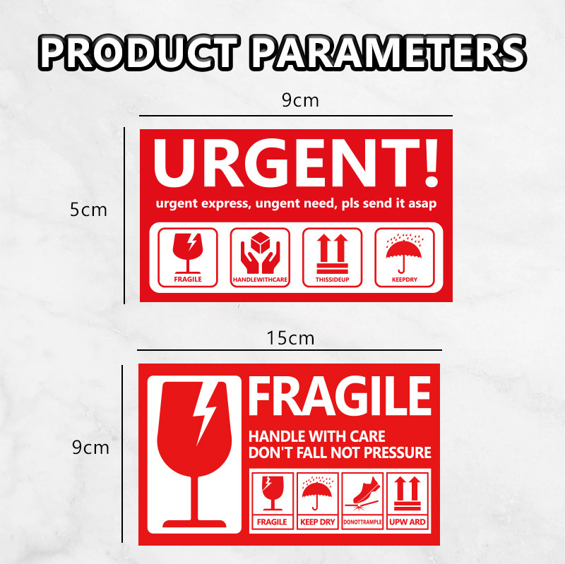 10pcs Fragile Urgent Sticker Waterproof Sticker Premium Sticker PVC ...