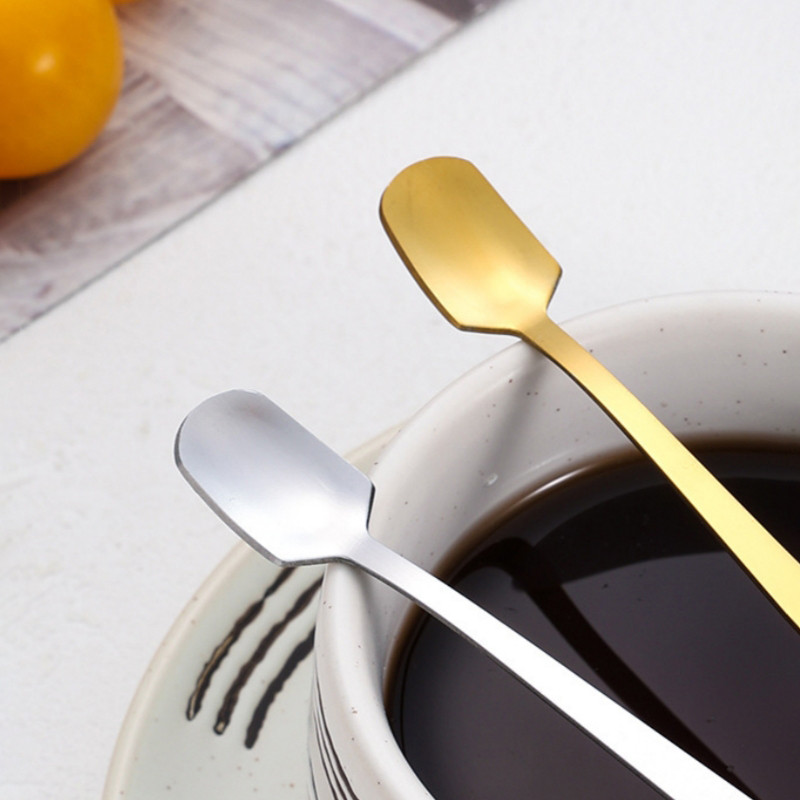 1/2Pcs Long Handle Spoons Tableware Stainless Steel Square Head Spoons ...
