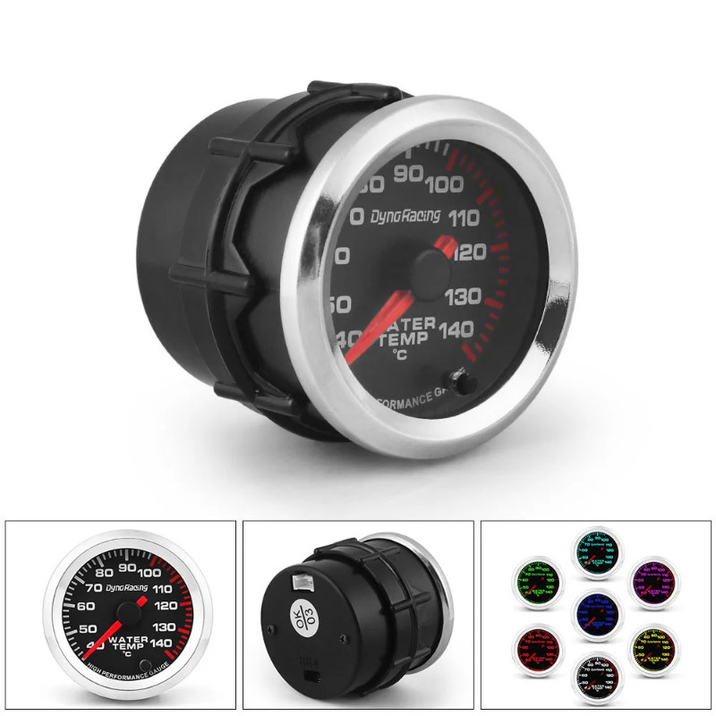 High performance 2'' 52mm 12V Water Temp Gauge Celsius 7 Colors Pointer ...
