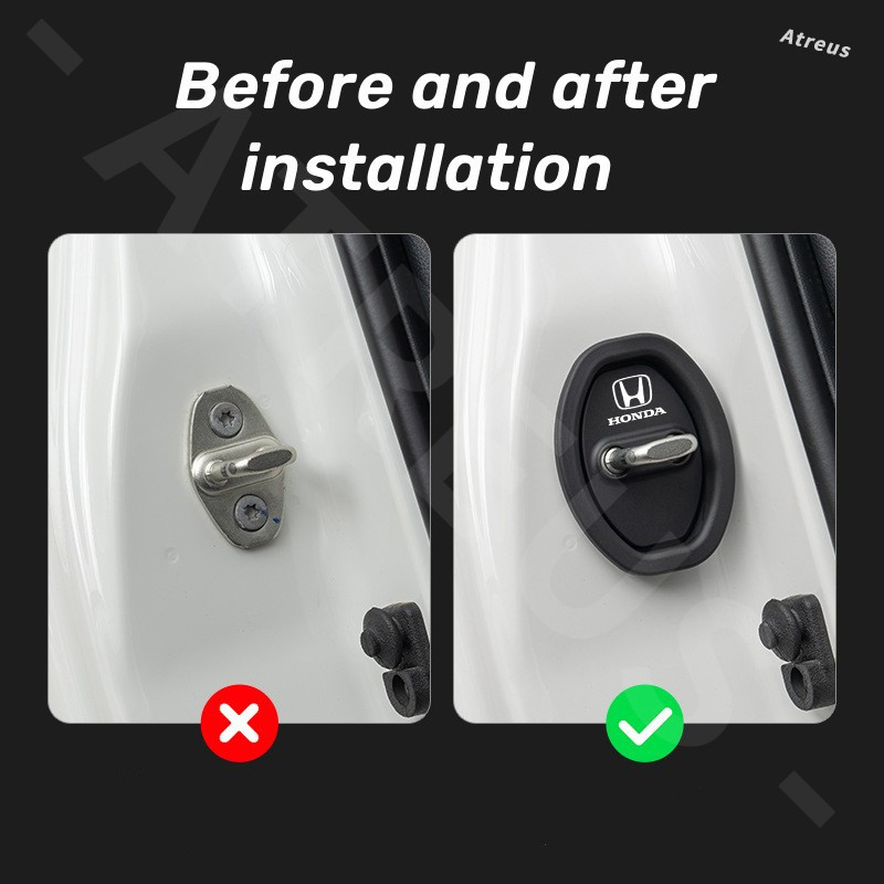 4Pcs Honda Car Door Lock Protection Cover Silicone Door Lock Shock ...