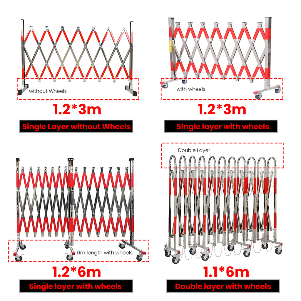 3M/6M StainlessSteel Expandable Fence Barrier Street traffic barrier ...