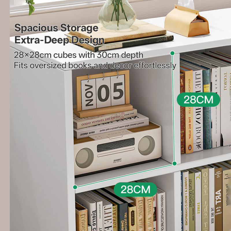 Teemo 90CM/120CM Bookshelf Storage Cabinet Wooden Multipurpose Rack Rak ...