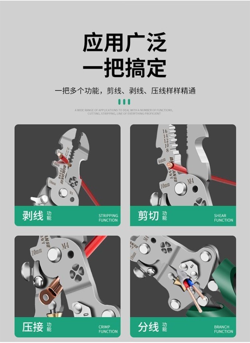 Foldable Multifunctional Wire Cutter Stripping Kit Wire Stripper Plier ...