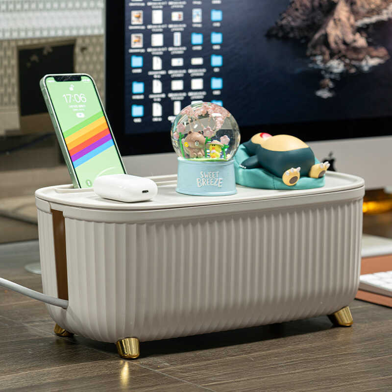 Desktop Socket Wire Storage Box Large-Capacity Power Strip Wire ...