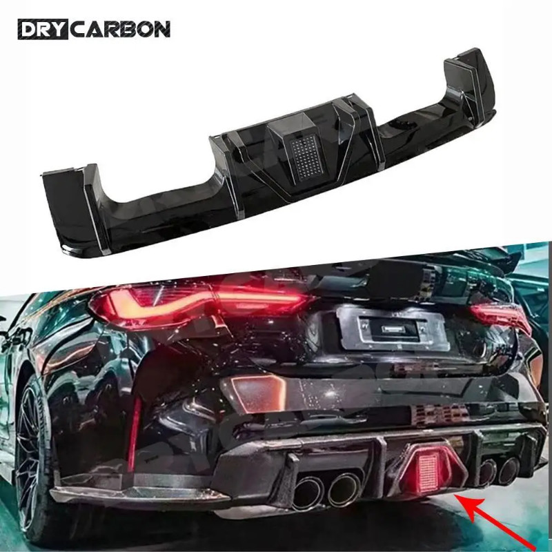 Dry Carbon Fiber Rear Diffuser Lip Spoiler LED Body Kits for BMW G80 M3 ...