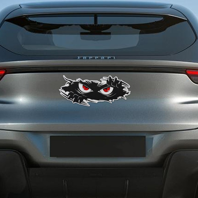 Angry Red Eyes Car Sticker - Car Window Hood Decal - Personalize Funny ...