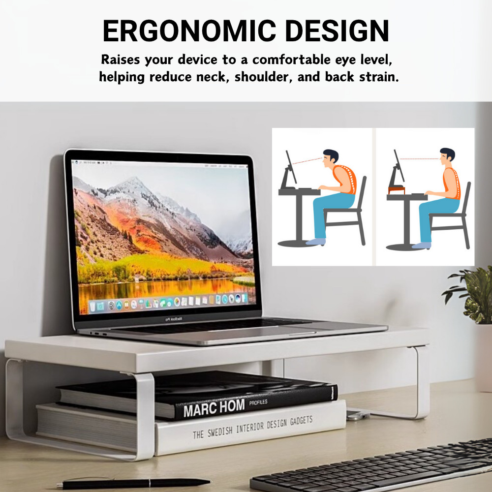 Computer Monitor Stand Wooden Desktop PC Rack Table Organizer Monitor ...