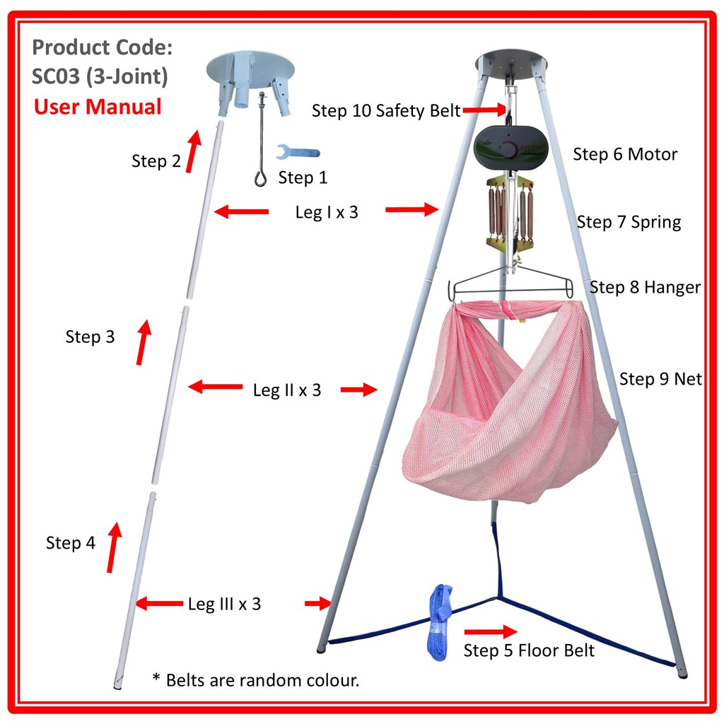 Wonder Garden AYOTO SC03 (3-Joint) Tripod Travel Baby Spring Cot ...