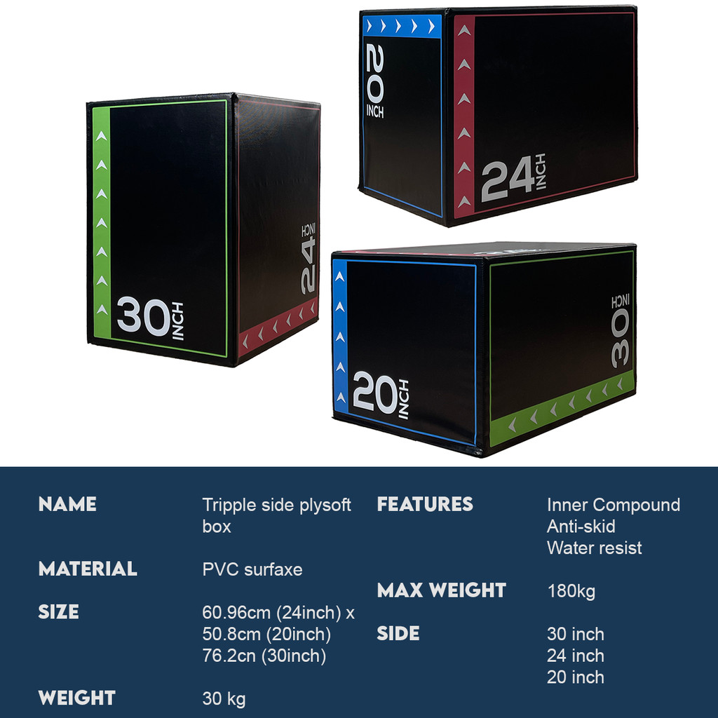 Vigor Fitness Trippel Side Plyometric Soft Foam Velcro Jump Box ...