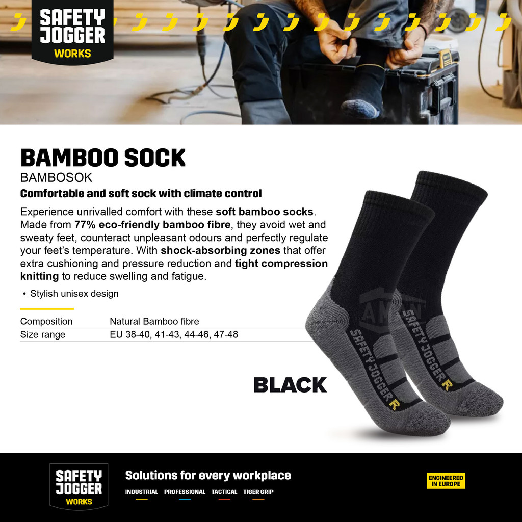 SAFETY JOGGER Heavy Duty Extra Shock Absorption Bamboo Sock Bambosok ...