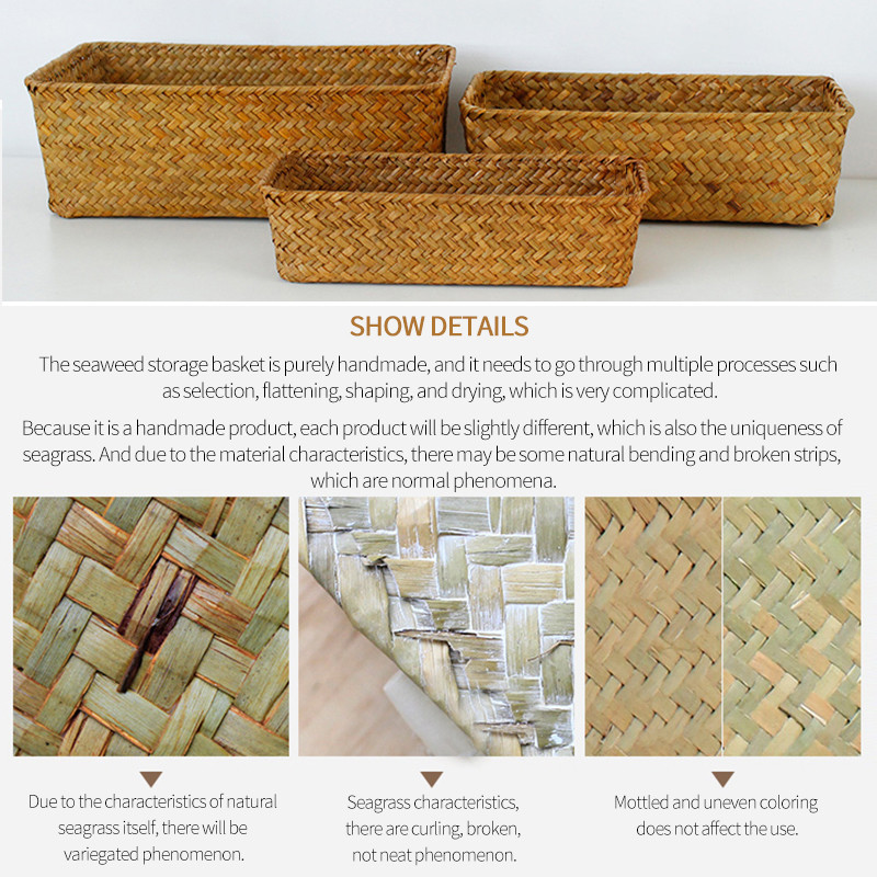 Corn Husk Storage Basket Desktop Storage Box Clothes Rattan Fruit ...