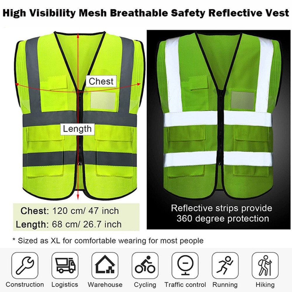 Reflective Safety Vest High Visibility Motorcycle Jacket Safety Vest ...