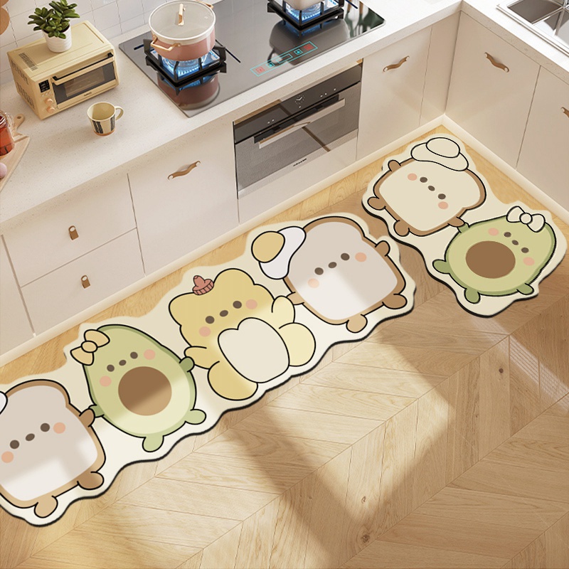 Cartoon Floor Mat Kitchen Door Mat Oil Proof Anti Slip Carpet Home ...